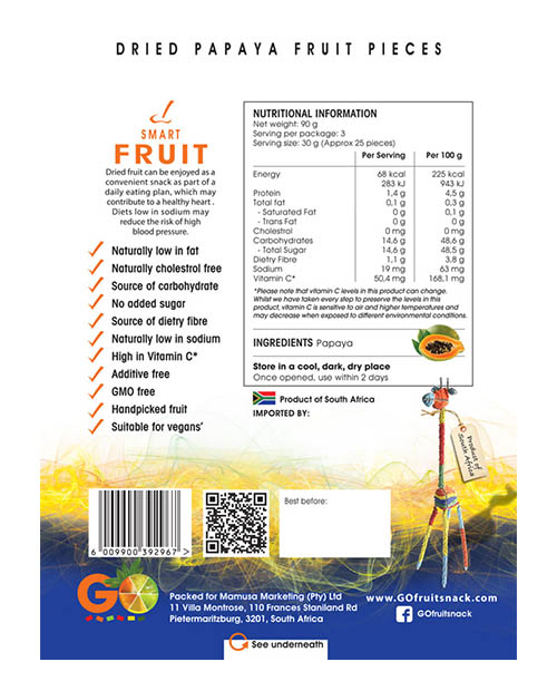 Go Dried Papaya 90g Salt of the Earth